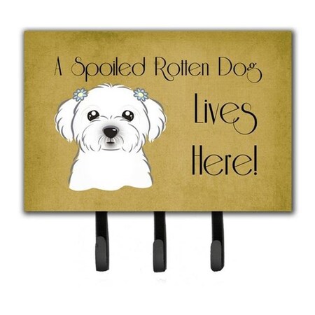 Carolines Treasures Carolines Treasures BB1456TH68 Maltese Spoiled Dog Lives Here Leash & Key Holder BB1456TH68